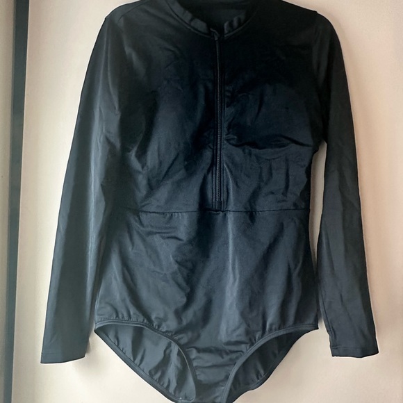 Black Long Sleeve Women's Swimsuit Lands End XL - Picture 5 of 7